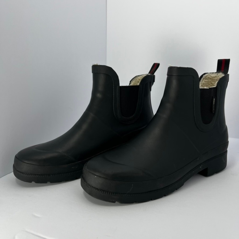 Tretorn Womens Eva Faux Fur Lined Chelsea Rain Boots Black Rubber Size 8